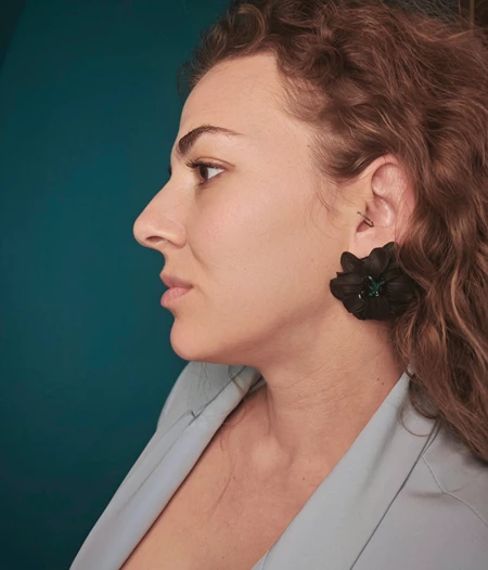 Black Flower Earring