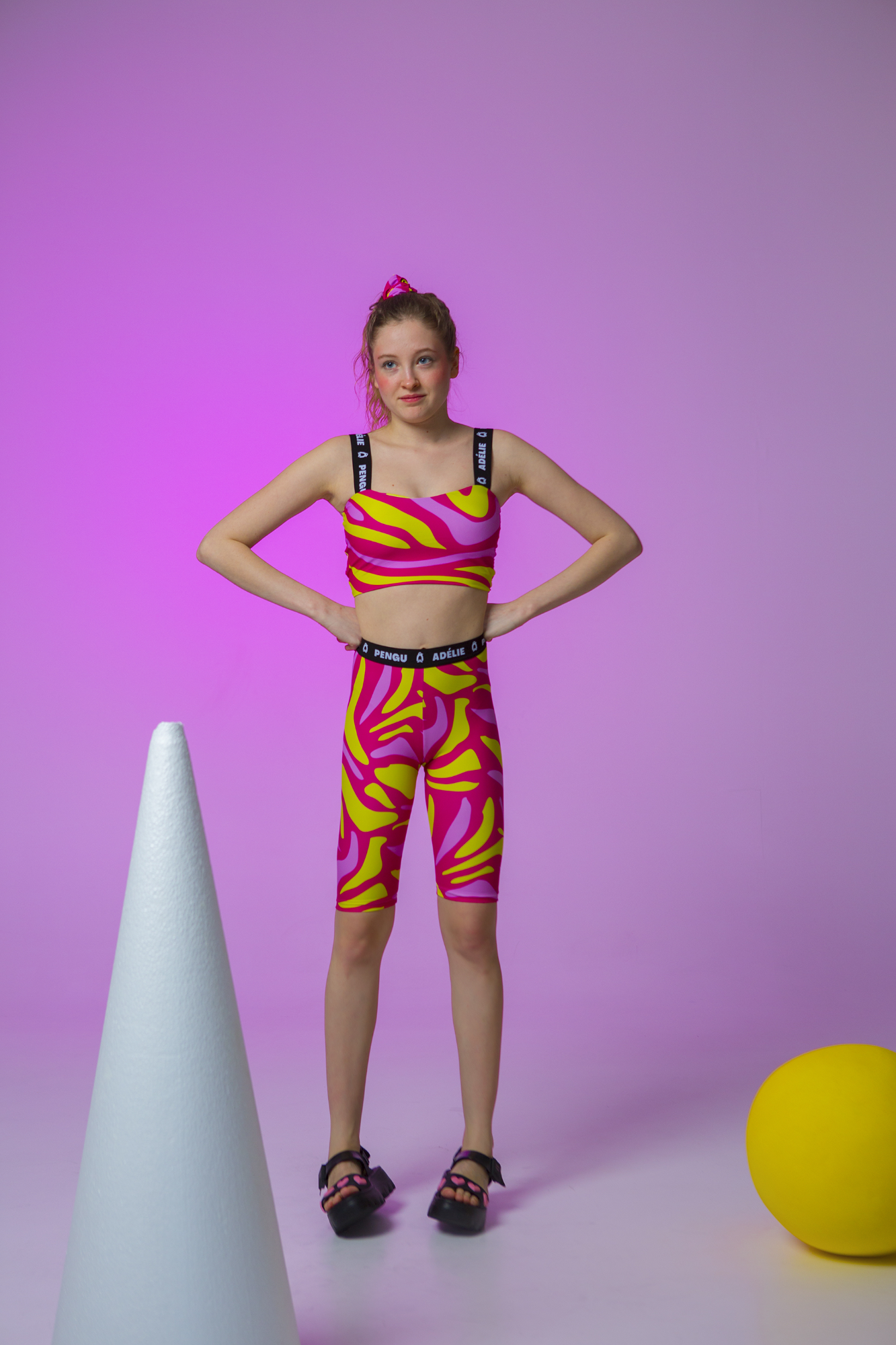 GLORIA BIKER SHORTS- TIGER PINK & LIME