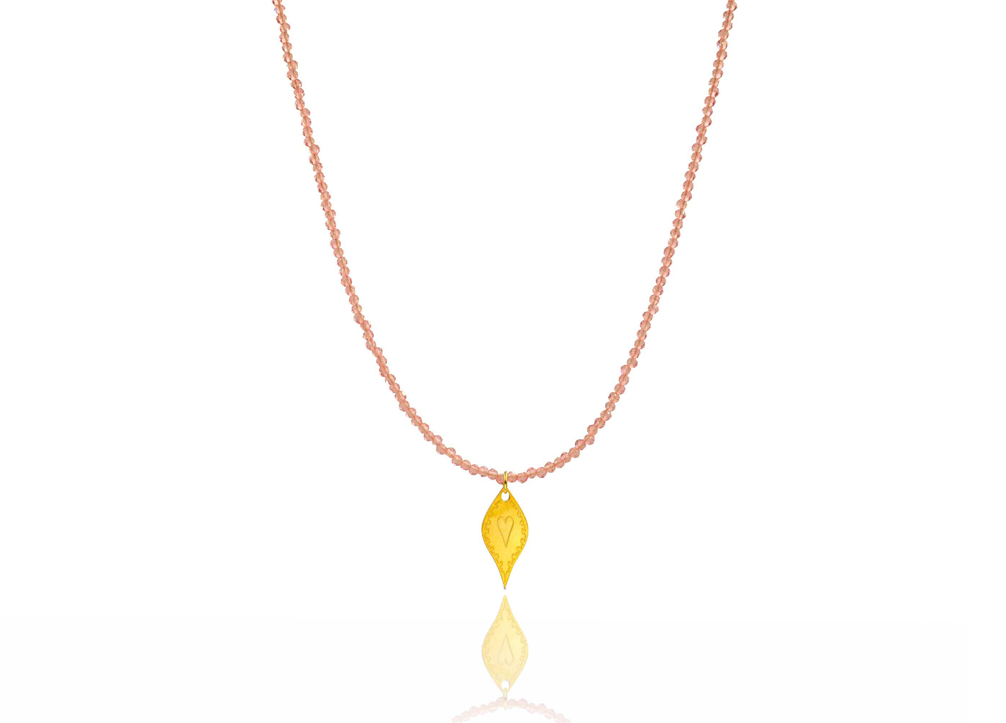 Light Pink Crystal 'Long Heart' Necklace