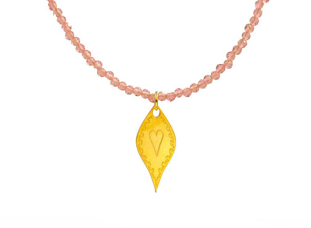 Light Pink Crystal 'Long Heart' Necklace