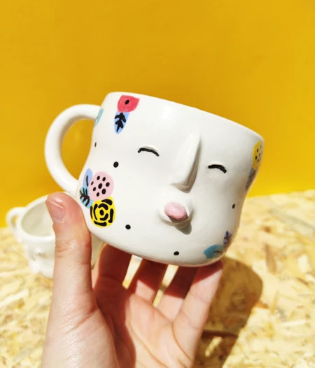 Cute handmade mug with tongue