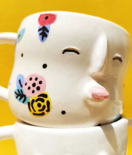 Cute handmade mug with tongue