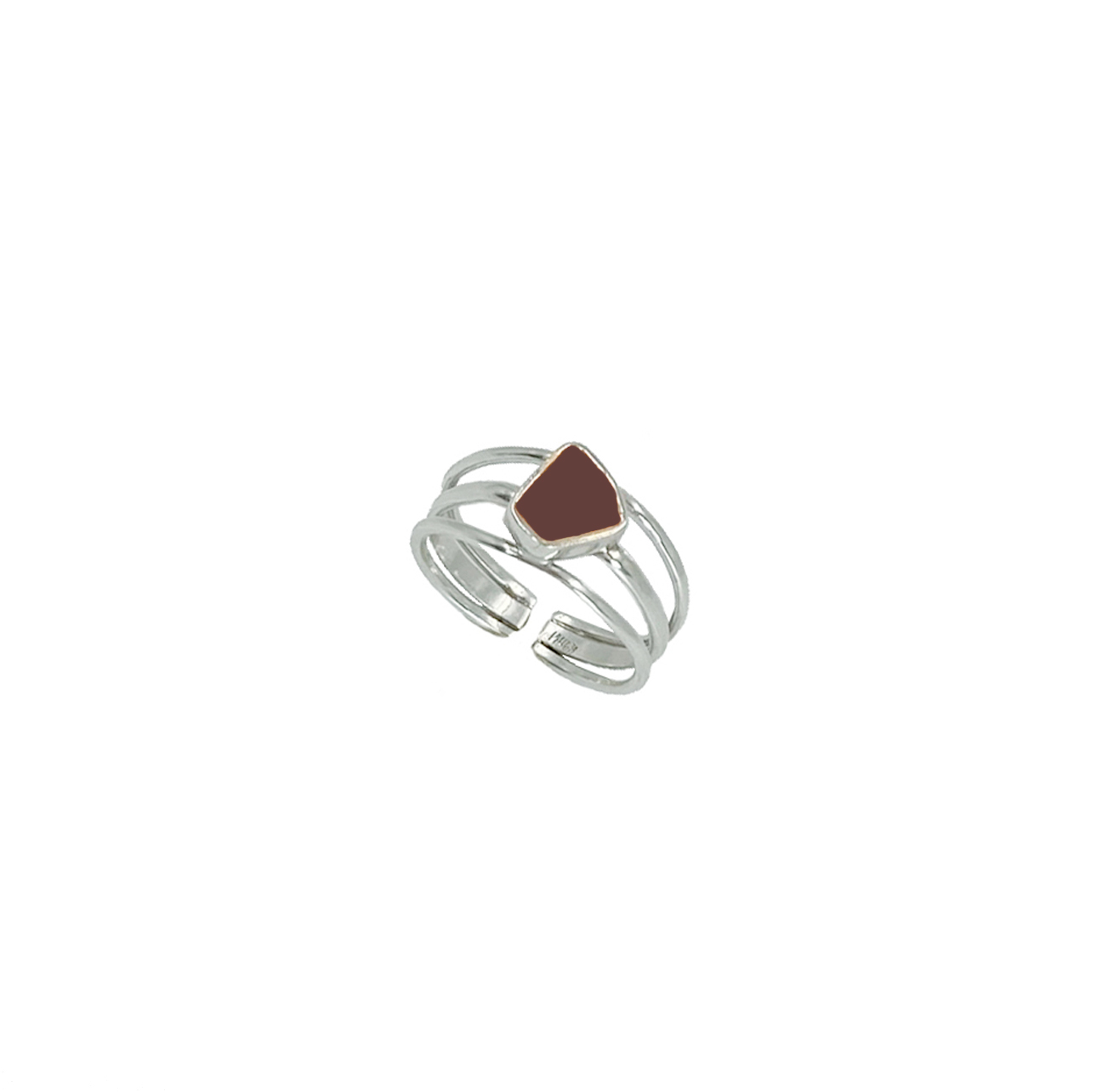 Wide ring, geometric shape with enamel