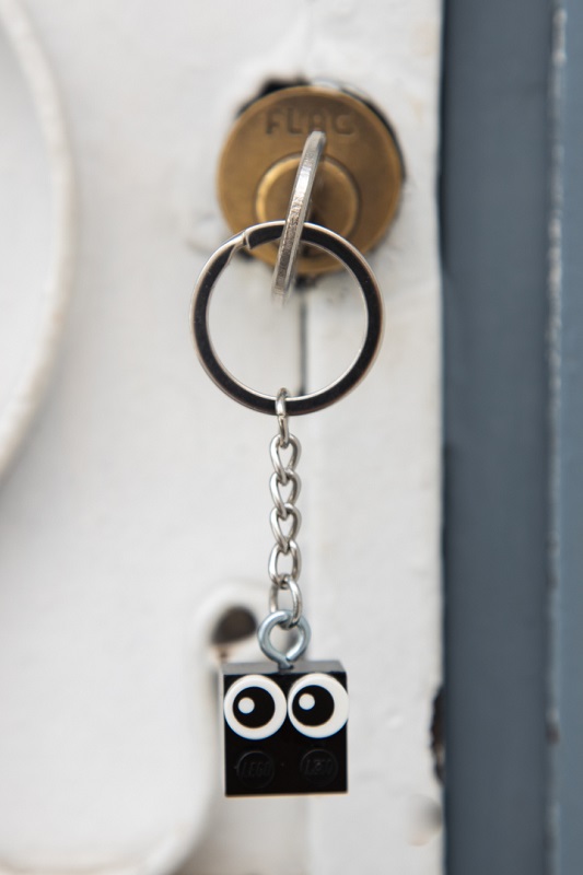 Set of three brick keychains