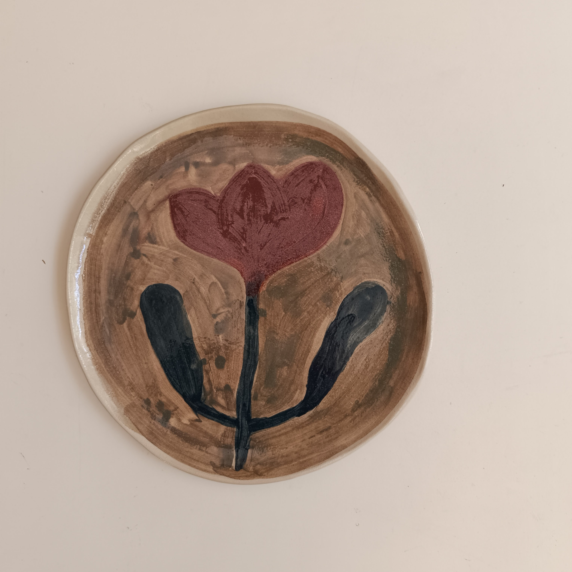 Abstract Fall Floral Design Stoneware Dish