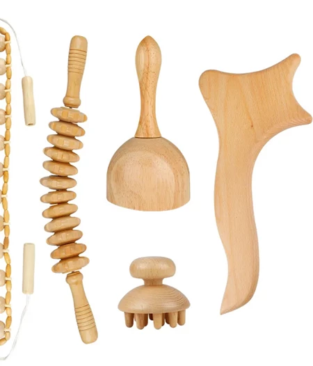 Ξύλινα Εργαλεία για Μασάζ και Μαδεροθεραπεία Wood Therapy Massage Set, 5τμχ