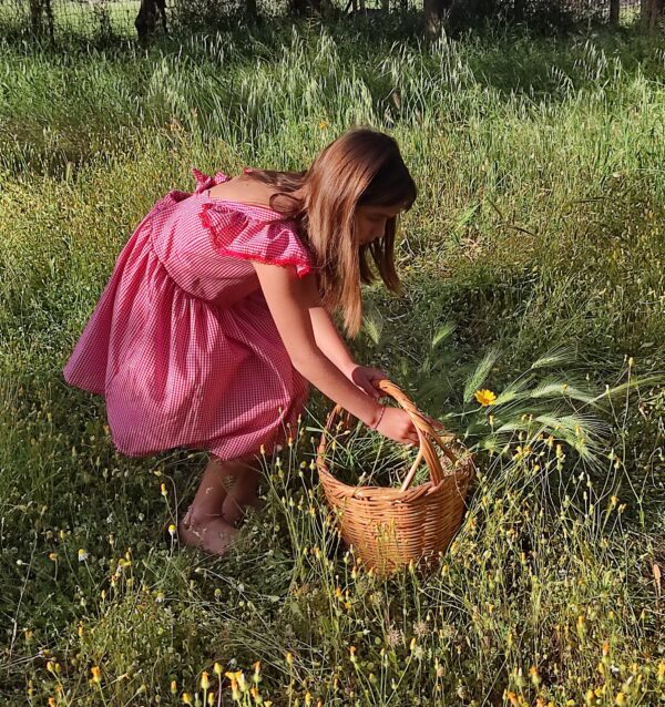 Εμπριμέ φόρεμα με βολάν 