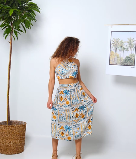 Summer Love Crop Top & Skirt Set – Tropical Dream Summer Outfit