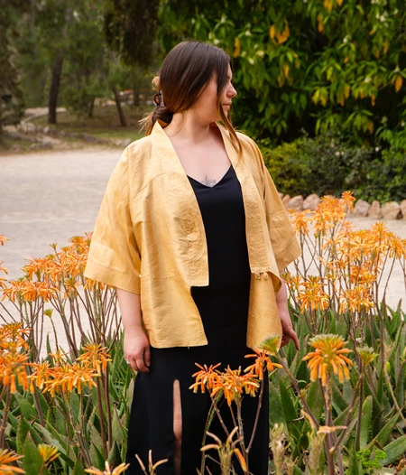 "Golden whisper kimono"