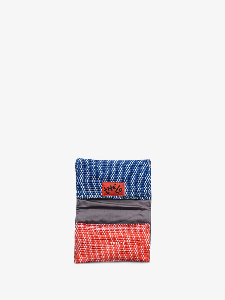 Vegan Dual Compartment Wallet in Red & Blue