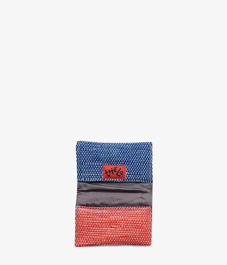 Vegan Dual Compartment Wallet in Red & Blue