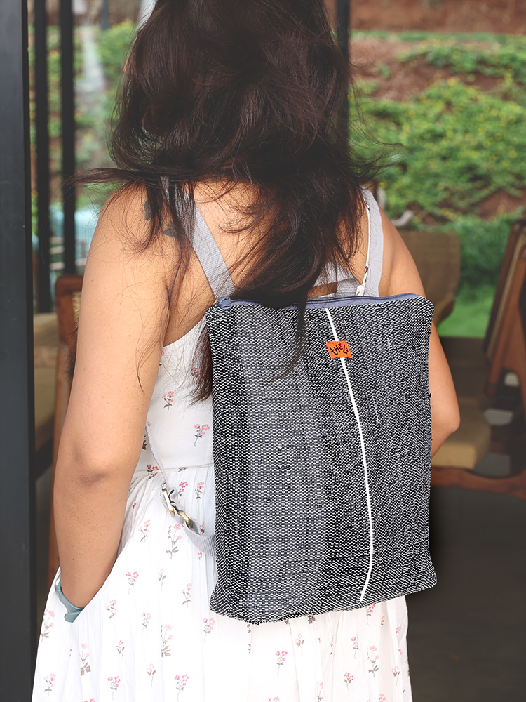 Vegan Medium Backpack in Black from Waste Plastic