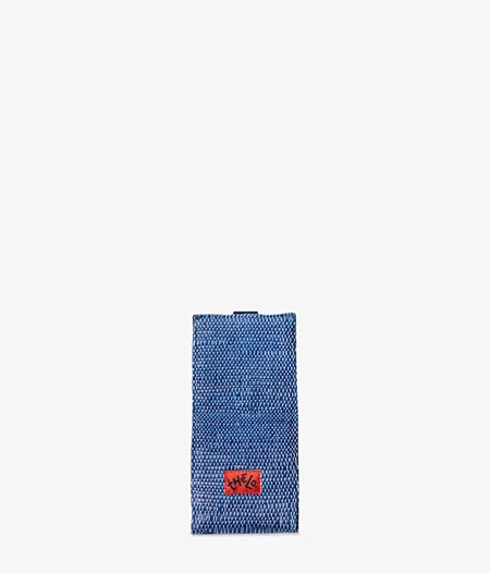 Vegan Striped Eyeglasses Case in Navy & Yellow