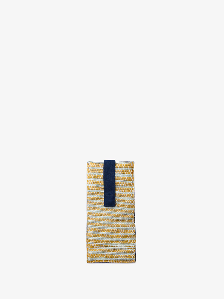 Vegan Striped Eyeglasses Case in Navy & Yellow