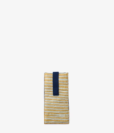 Vegan Striped Eyeglasses Case in Navy & Yellow