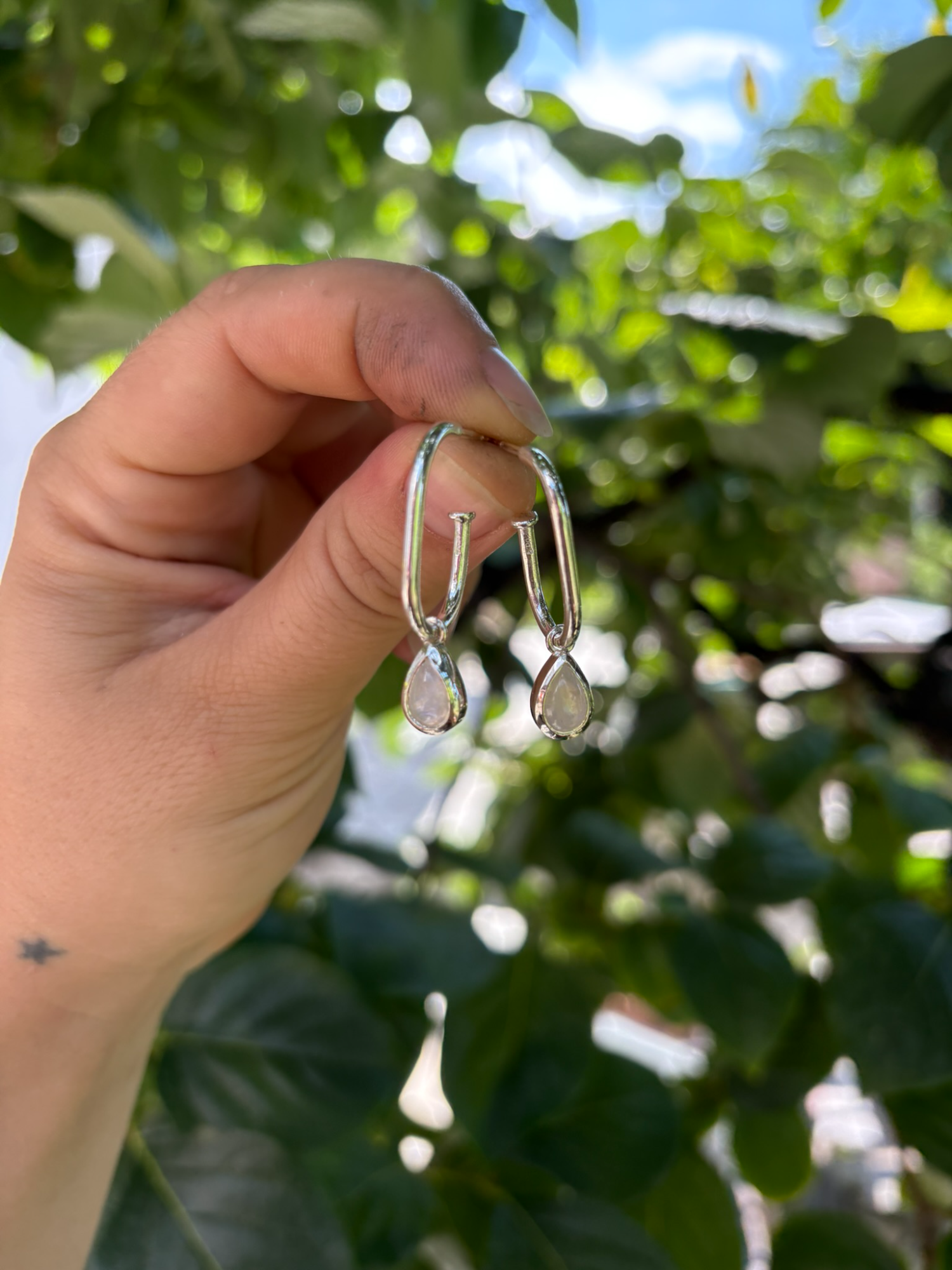 MOONSTONE on oval hoops