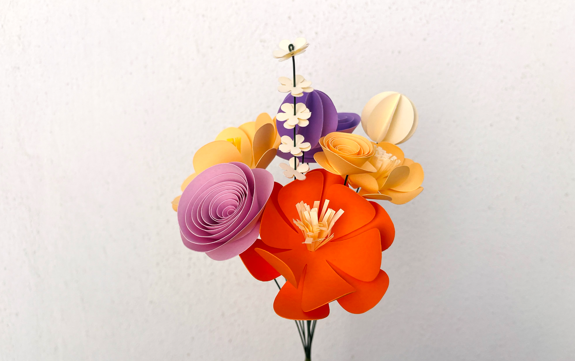 Colorful Mixed Paper Flower Bouquet | Orange & Purple Tones