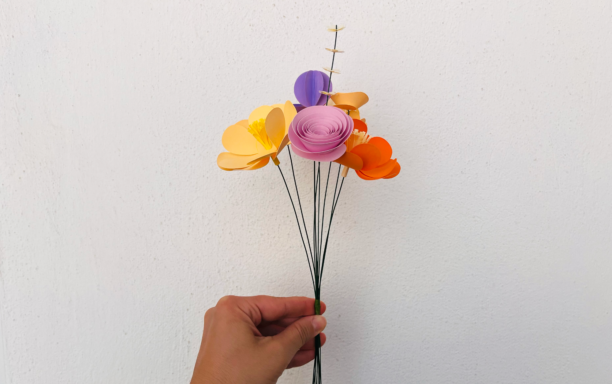 Colorful Mixed Paper Flower Bouquet | Orange & Purple Tones