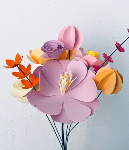 Colorful Mixed Paper Flower Bouquet | Apricot & Lilac Tones