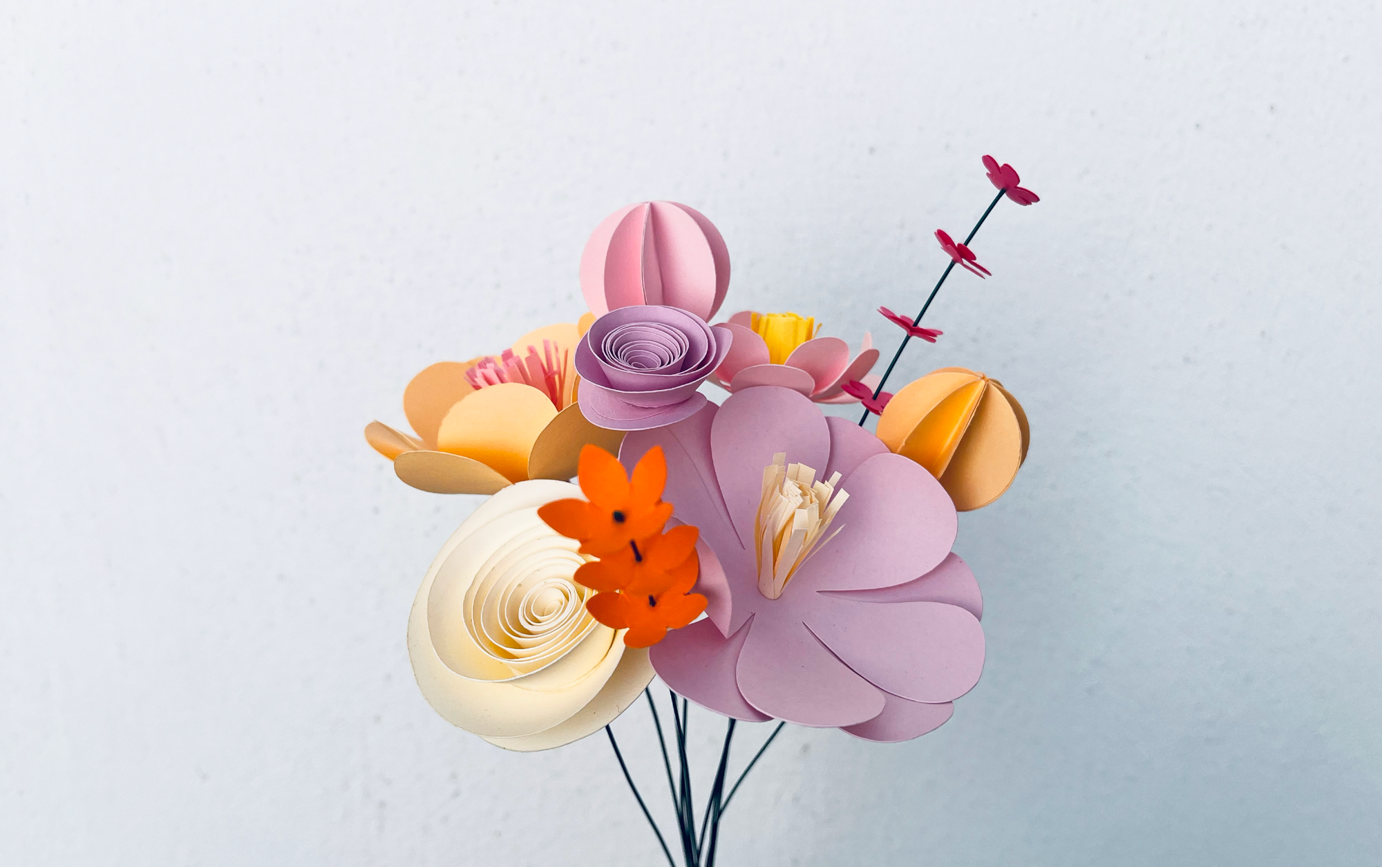 Colorful Mixed Paper Flower Bouquet | Apricot & Lilac Tones