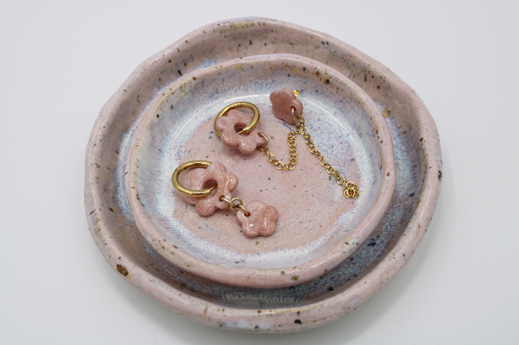 Rose Gold Διπλό Σκουλαρίκι Κρικάκι