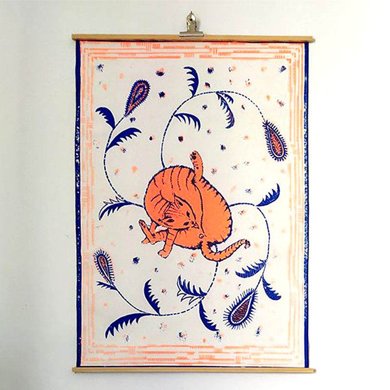 Cat Licking Butt Tea Towel
