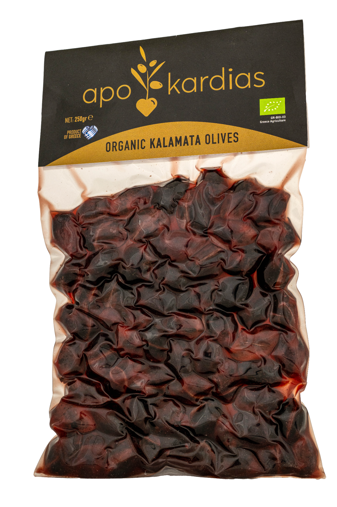 Organic Kalamata olives, vacuum-packed, 250 g
