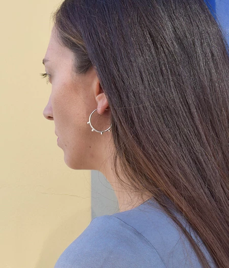 Silver hoops with dots