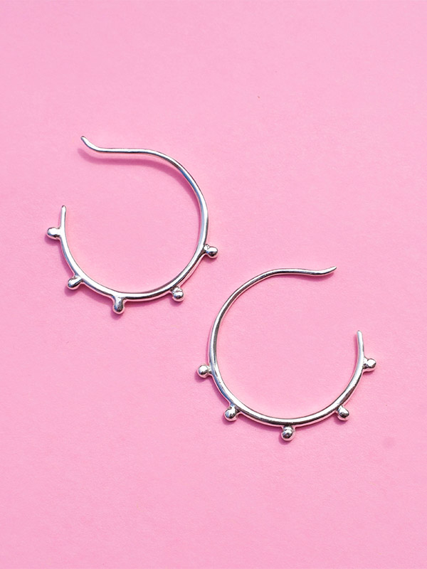Silver hoops with dots
