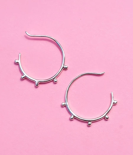 Silver hoops with dots