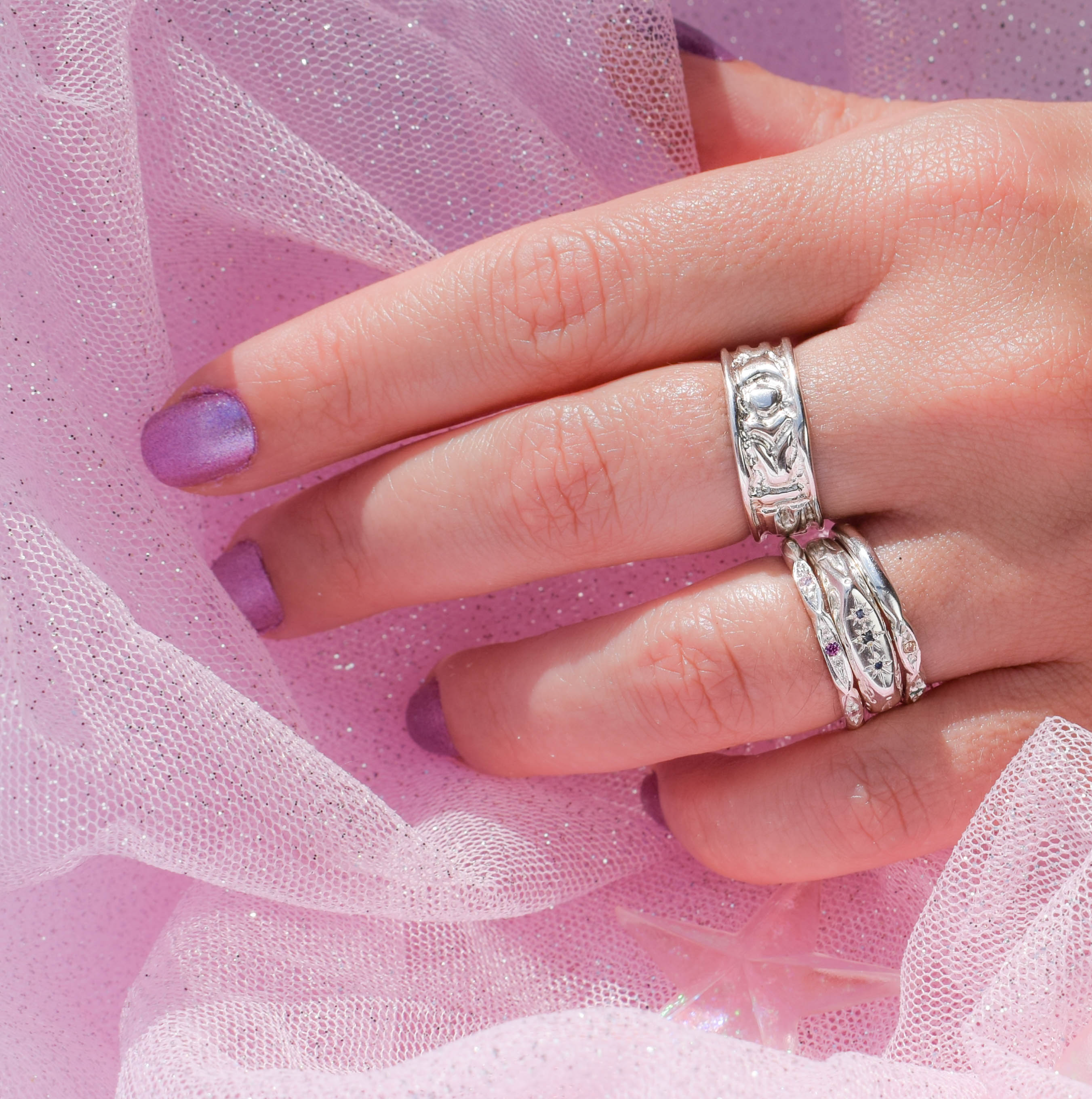 Dainty stacking ring with stones