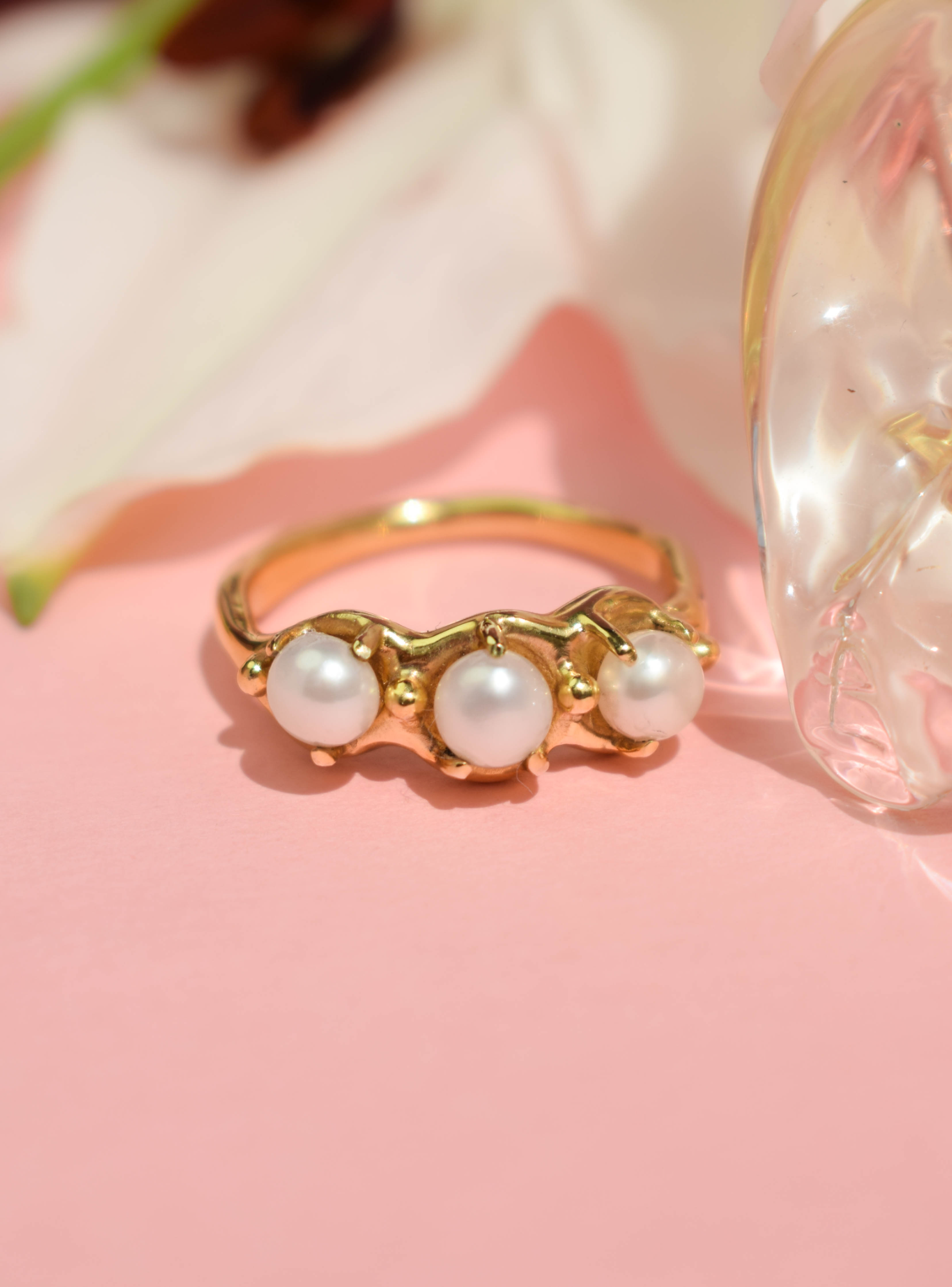 Simple ring with pearls or aventurine