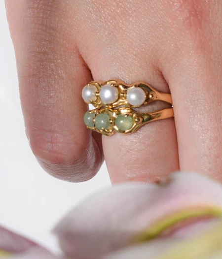 Simple ring with pearls or aventurine
