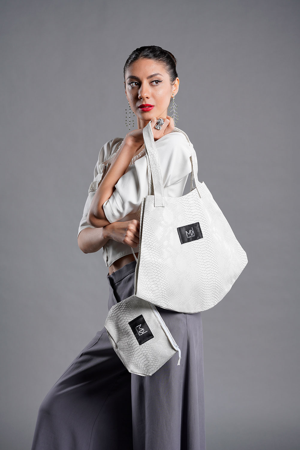 White Tote Bag - washable leather