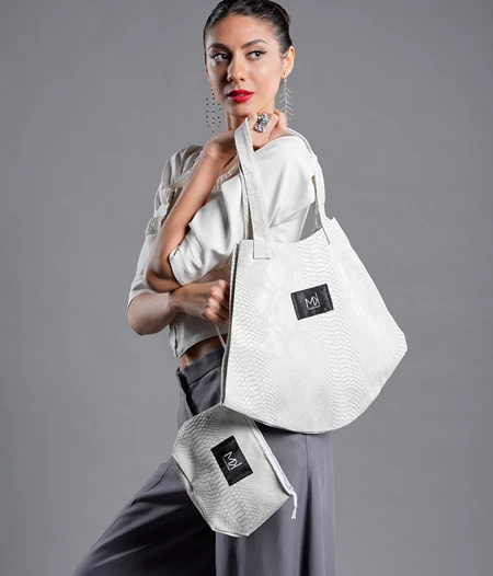 White Tote Bag - washable leather