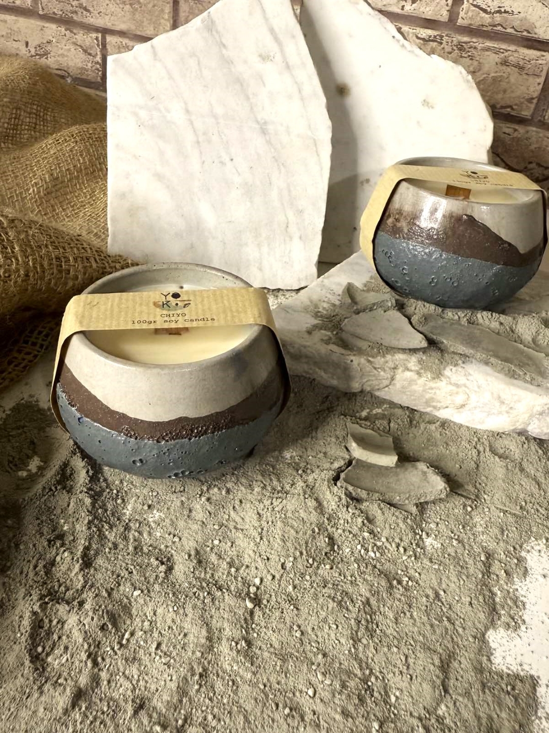 Chiyo Earth Texture Blue Soy Candle