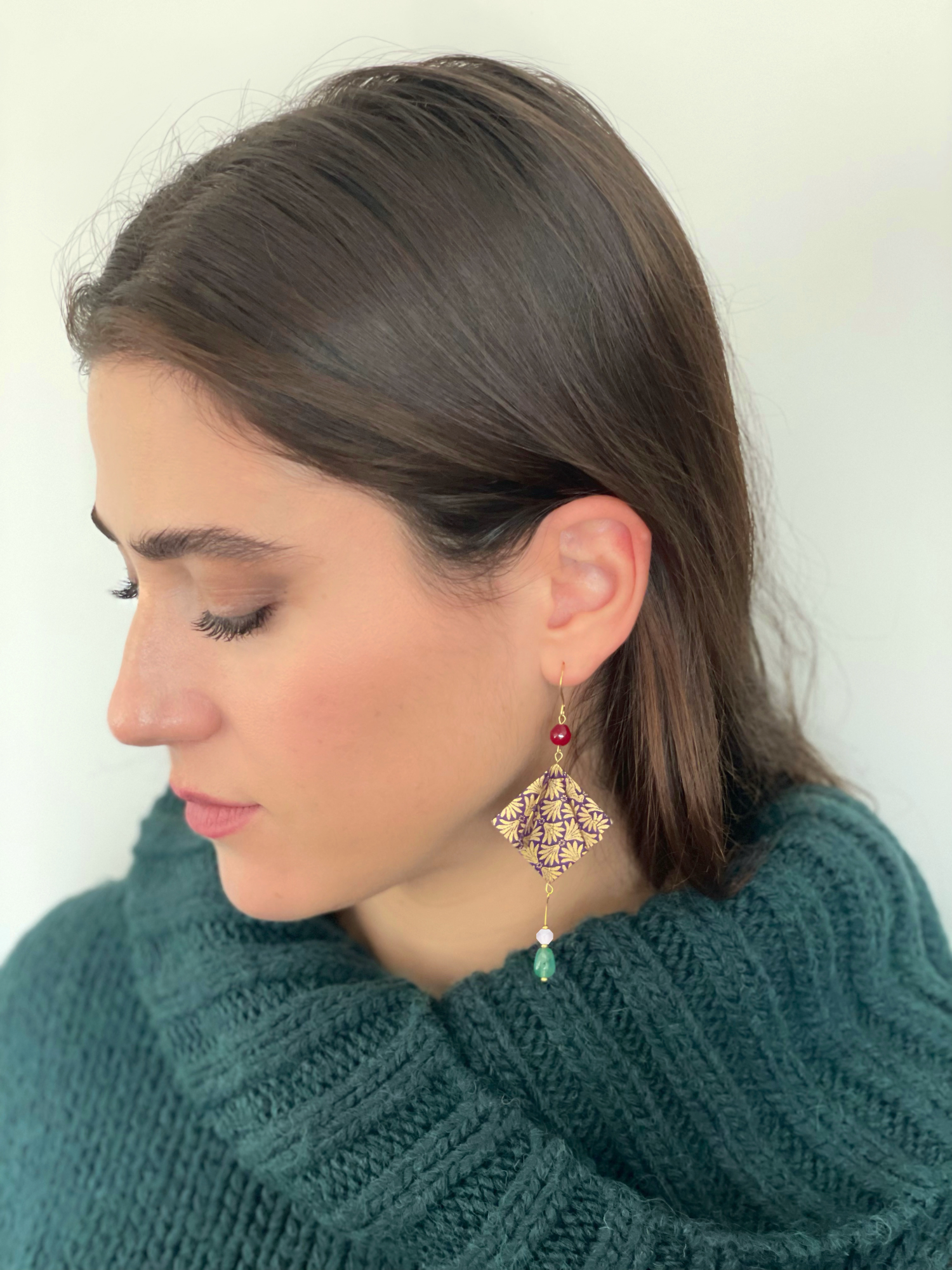 Baroque Purple Mantra Origami Earrings