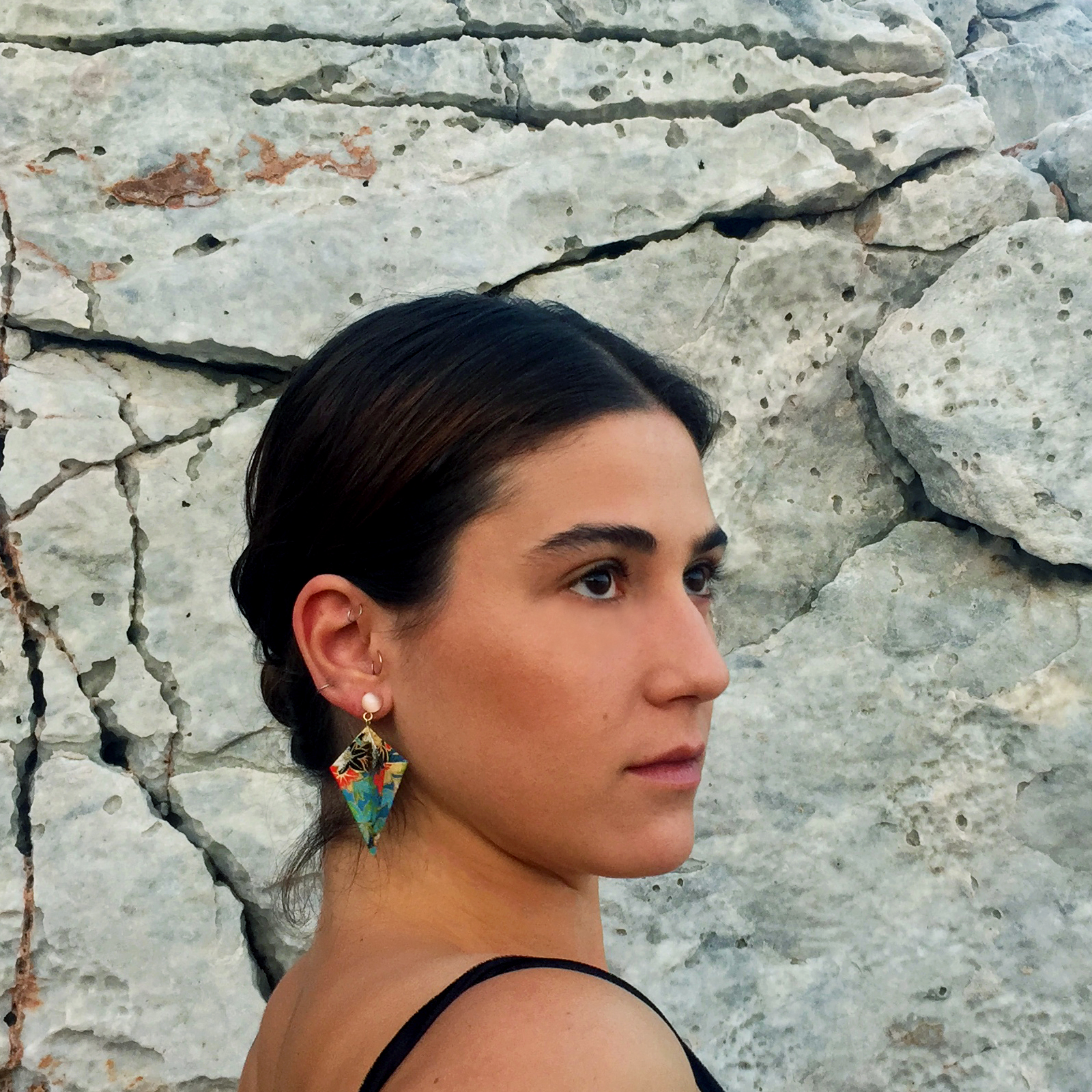 Floral Diamond Origami Earrings