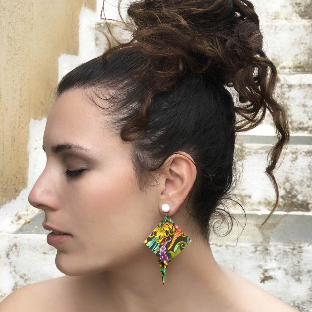 Crane Wisteria Vines Origami Earrings