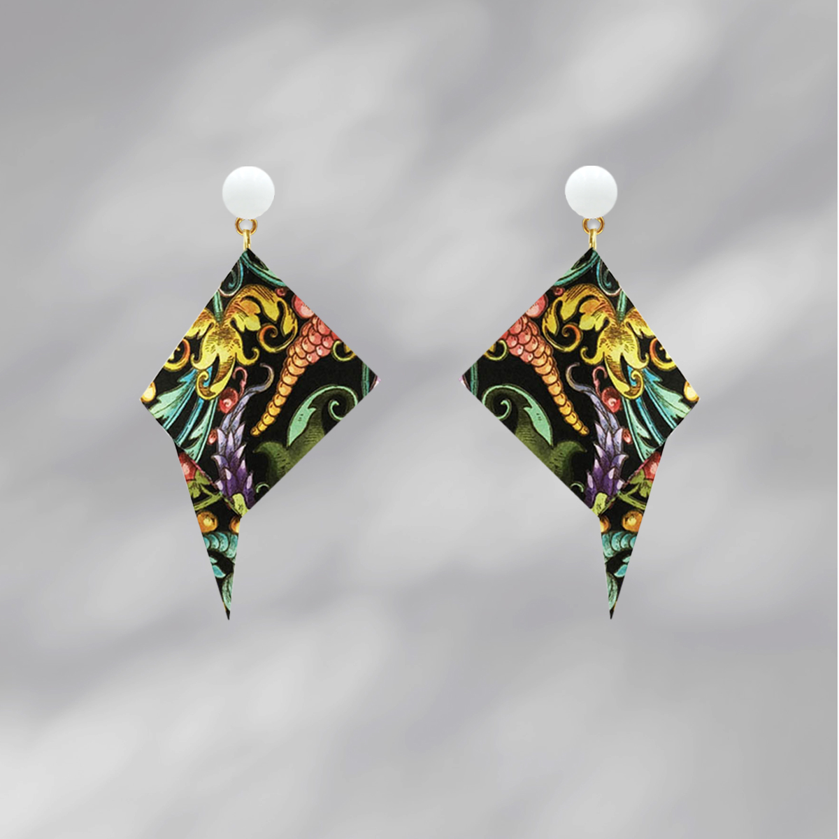 Crane Wisteria Vines Origami Earrings