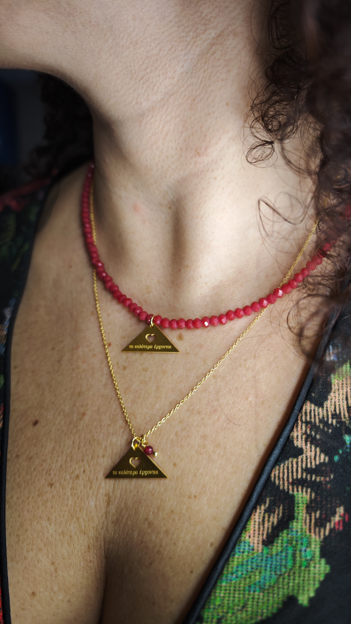 ΄The Best is Yet to Come' Goldplated Triangle Heart Necklace