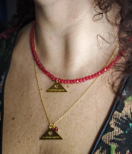 ΄The Best is Yet to Come' Goldplated Triangle Heart Necklace