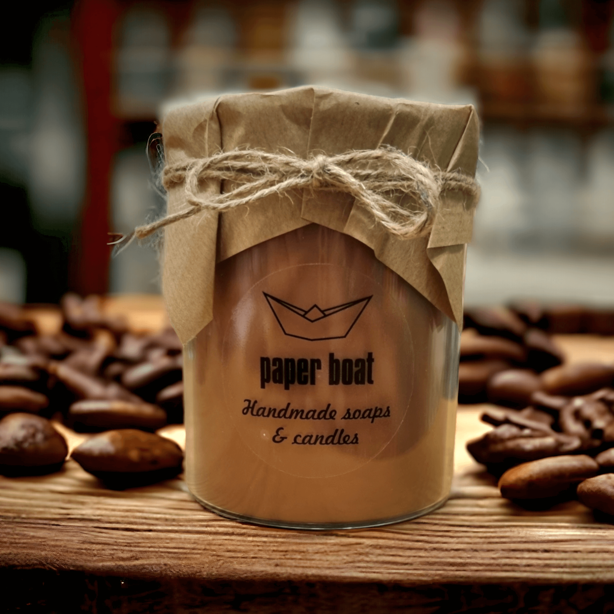 Handmade Scented Candle with an Espresso Latte Scent. 