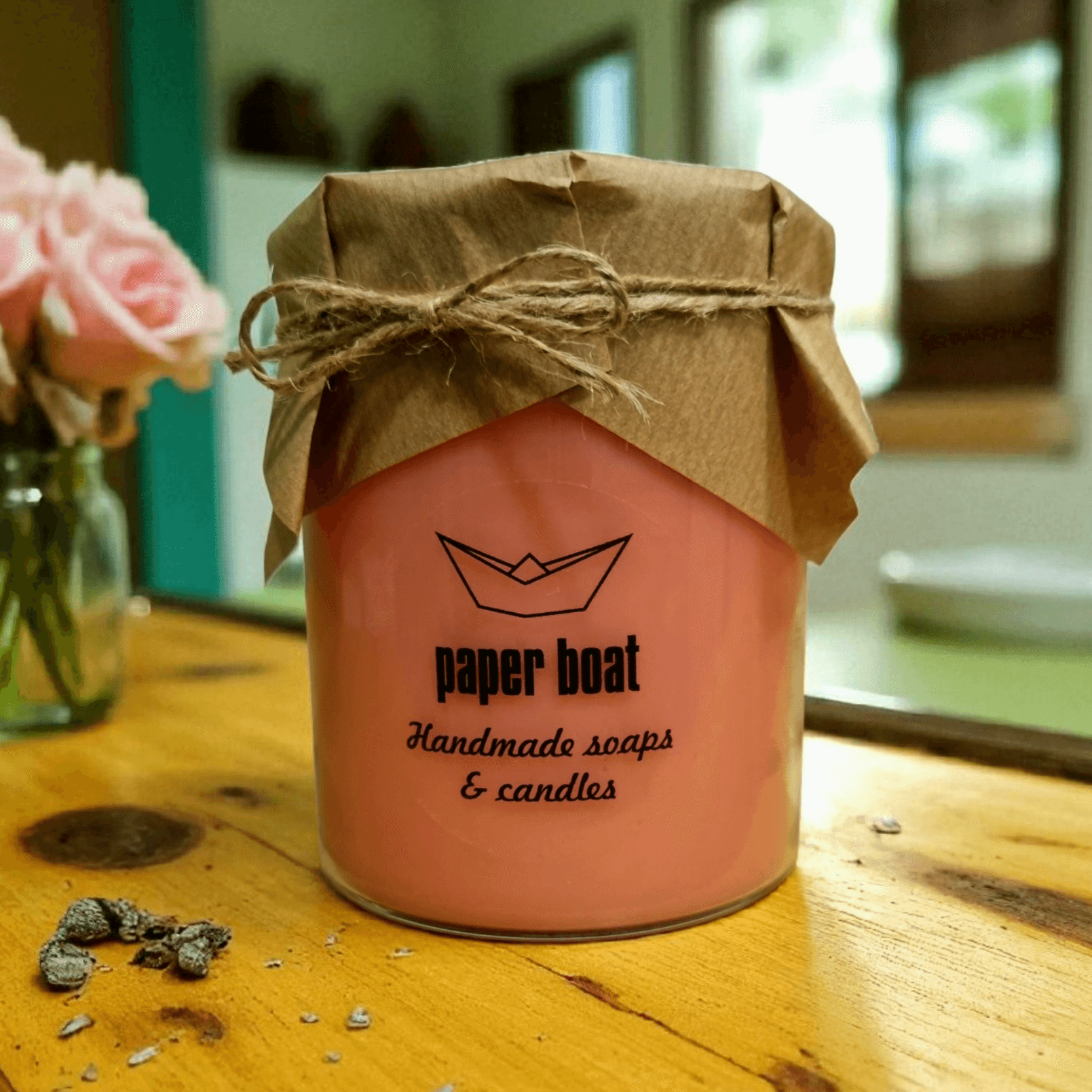 Χειροποίητο Αρωματικό Κερί με άρωμα Τριαντάφυλλο