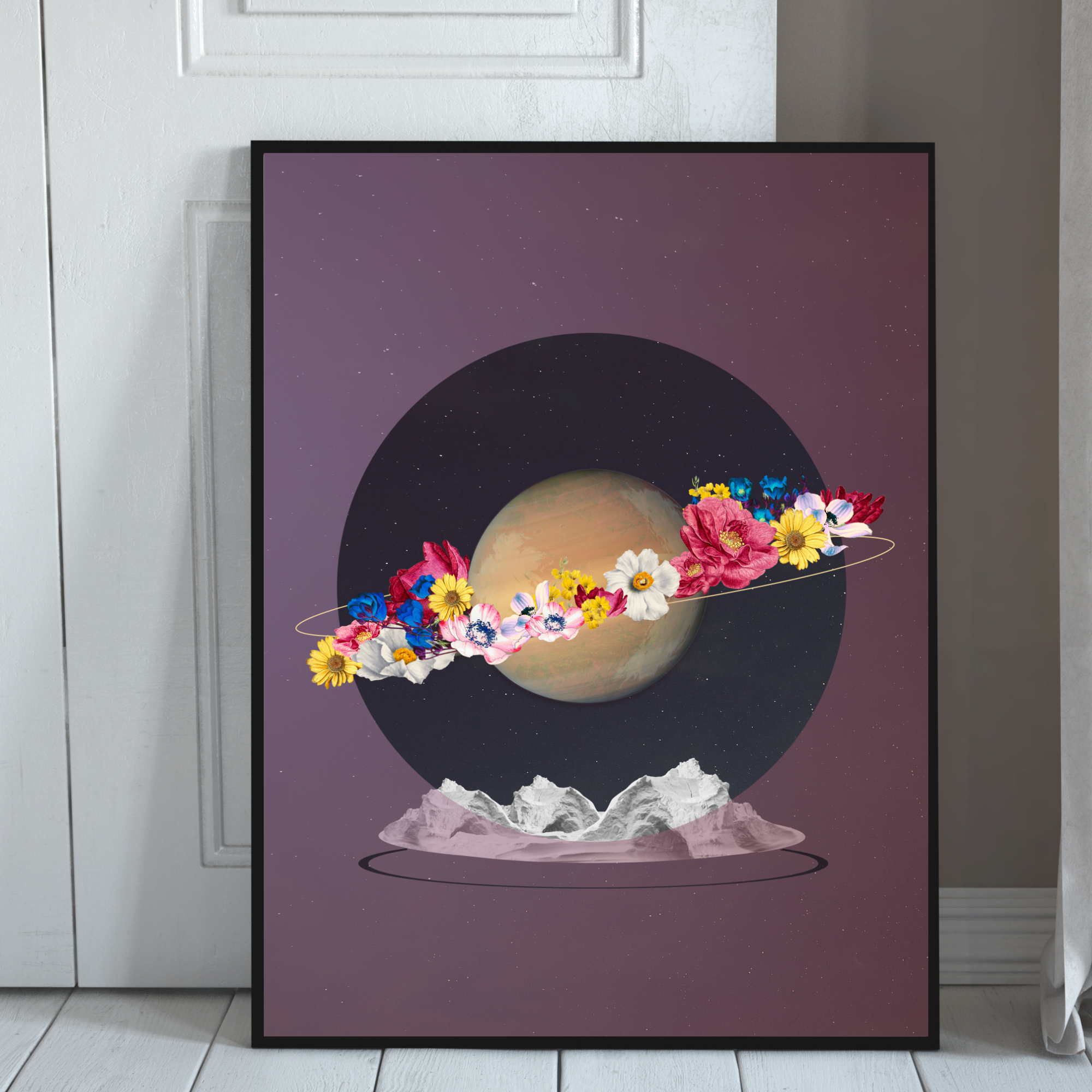 Blooming Planet  | Surreal Collage Art Print 