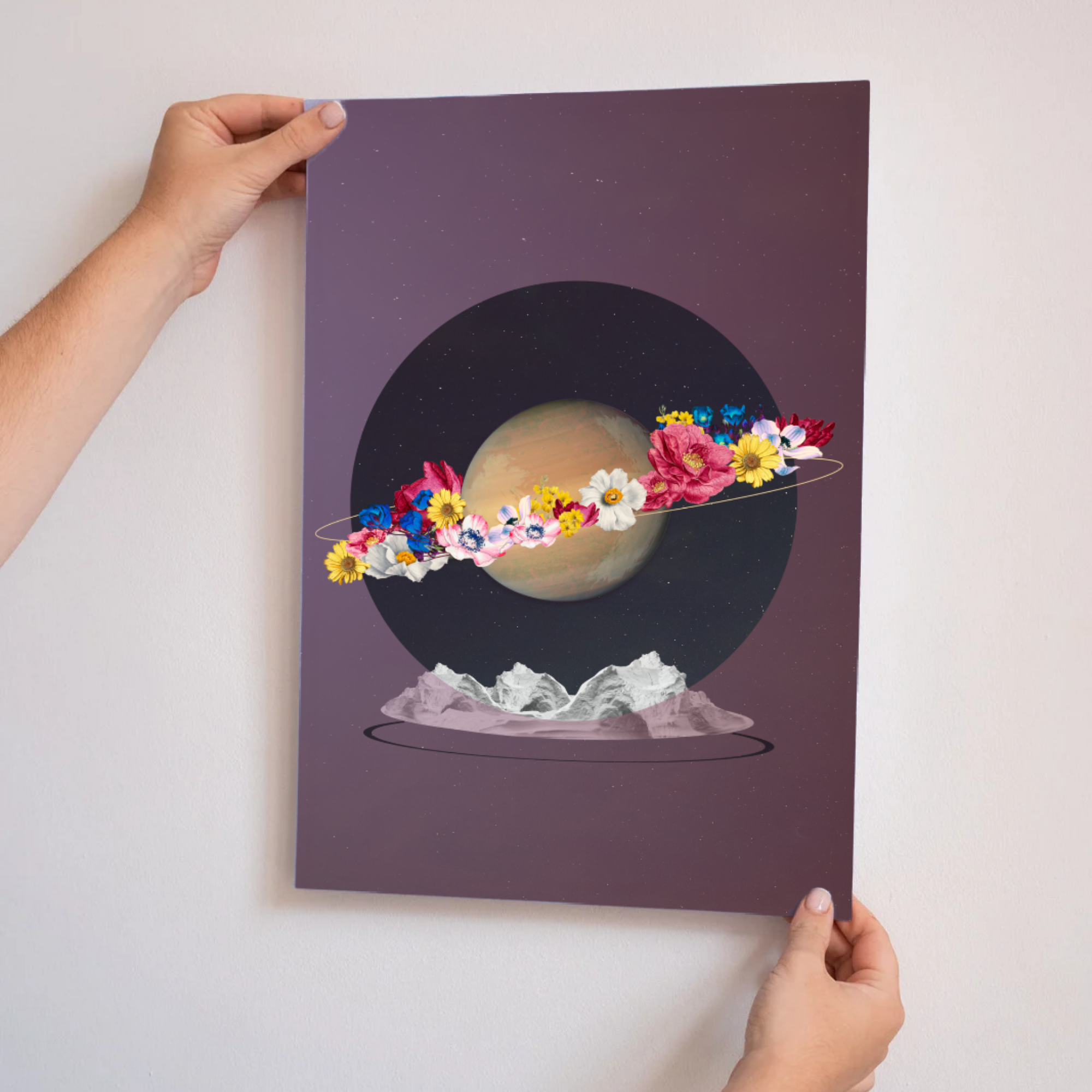 Blooming Planet  | Surreal Collage Art Print 