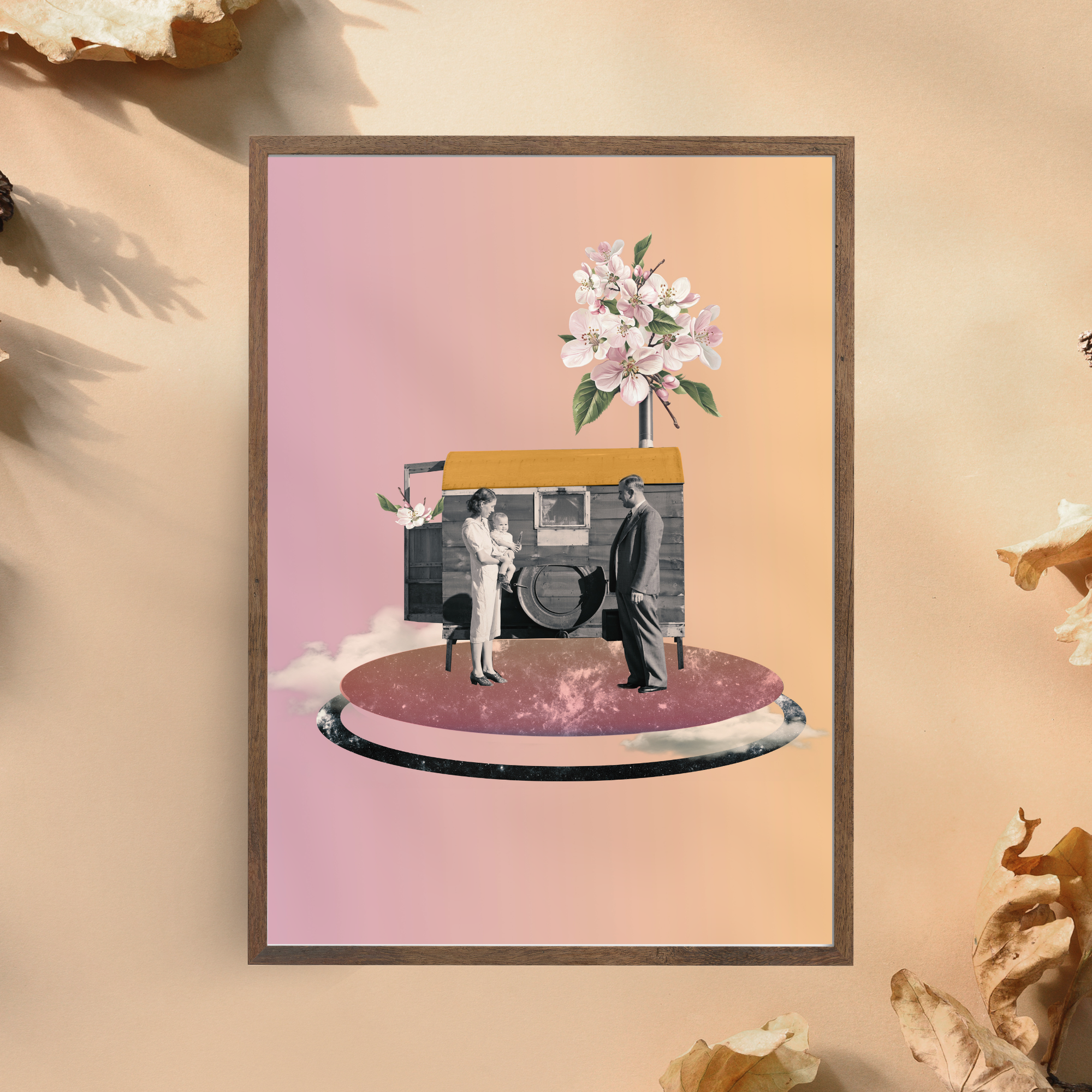 The Blossoming Shelter | Surreal Collage Art Print 