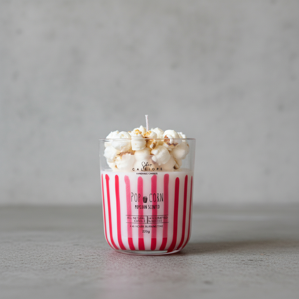 Χειροποίητο Αρωματικό Κερί Popcorn - Cinema Vibes (220g)
