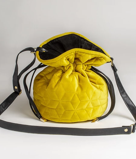 Quilted Bucket Bag in Yellow