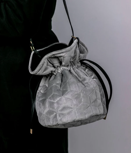 Quilted Bucket Bag in Gray
